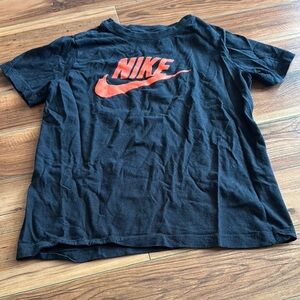 Girls Nike Black T-Shirt with Orange Logo